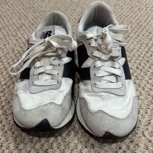 New Balance White and Navy Retro Running Shoes